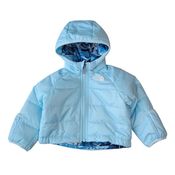 North Face Baby Reversible Perrito Hooded Jacket Mountains Atomizer Blue 0-3M - Picture 3 of 5
